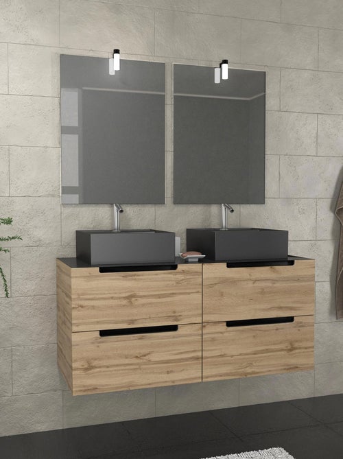 Ensemble de salle de bains avec 2 vasques et miroirs rectangulaires à led - Kiabi