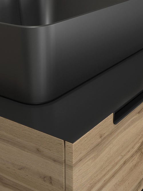 Ensemble de salle de bains avec 2 vasques rectangulaires et 2 miroirs ronds à led - Kiabi