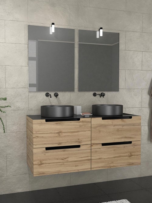 Ensemble de salle de bains avec 2 vasques rondes et 2 miroirs rectangulaires à led - Kiabi