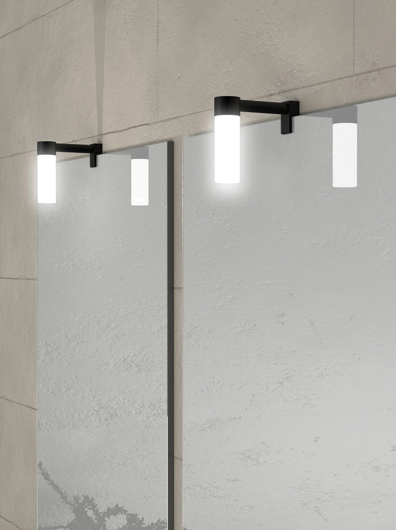 Ensemble de salle de bains avec 2 vasques rondes et 2 miroirs rectangulaires à led Beige clair - Kiabi