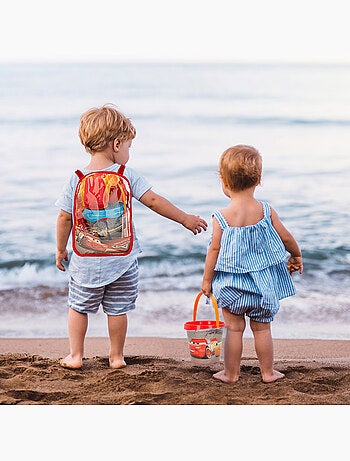 Ensemble de seaux de plage cars avec pelle, râteau, tamis, moules, arrosoir et sac de transport