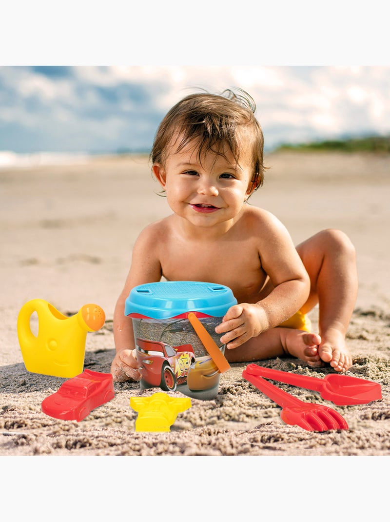 Ensemble de seaux de plage cars avec pelle, râteau, tamis, moules, arrosoir et sac de transport N/A - Kiabi