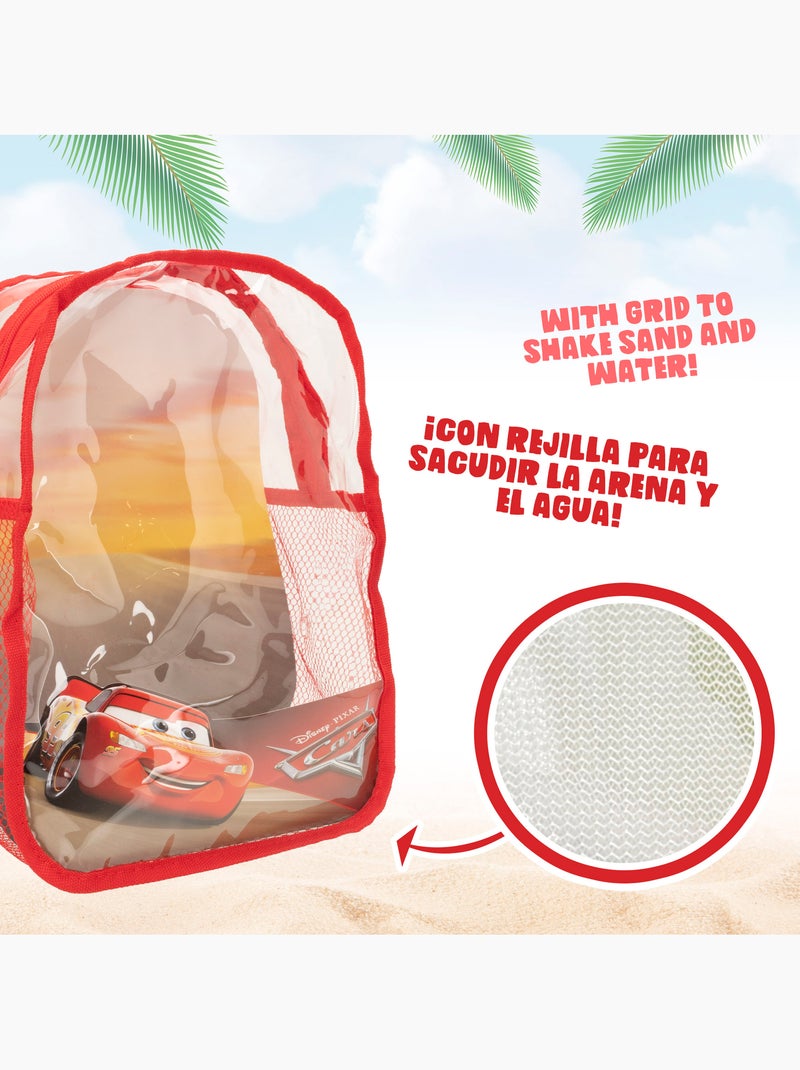 Ensemble de seaux de plage cars avec pelle, râteau, tamis, moules, arrosoir et sac de transport N/A - Kiabi