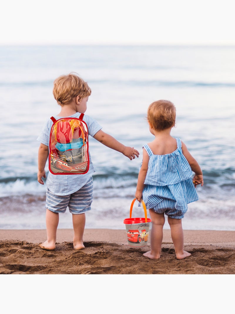 Ensemble de seaux de plage cars avec pelle, râteau, tamis, moules, arrosoir et sac de transport N/A - Kiabi
