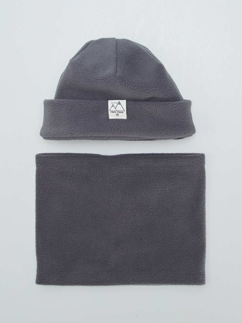Ensemble de ski bonnet + snood en polaire Gris foncé - Kiabi