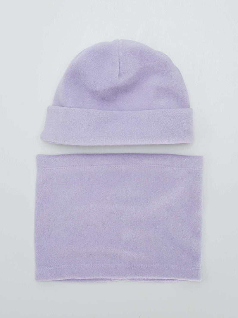 Ensemble de ski bonnet + snood en polaire Violet - Kiabi
