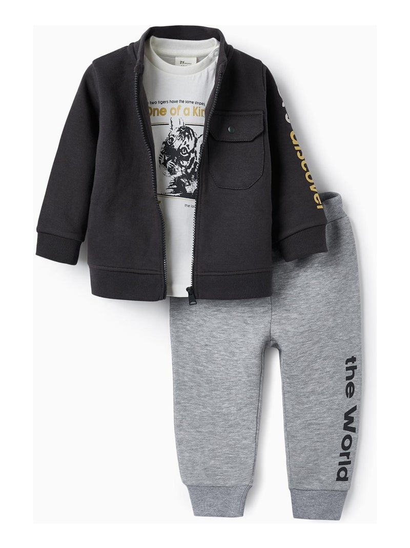 Ensemble de sport de 3 pièces pour bébé garçon   GREAT GOALS GREAT WORLD Gris foncé - Kiabi