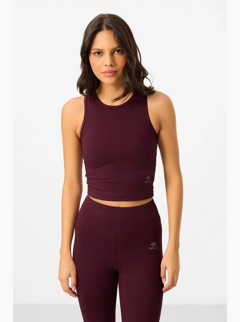 Ensemble de sport femme sans manches avec legging pantacourt tommy Rouge bordeaux - Kiabi