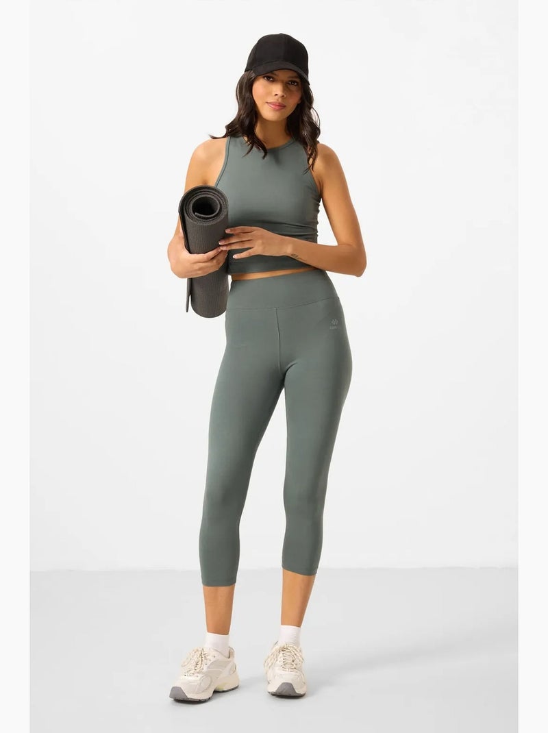 Ensemble de sport femme sans manches avec legging pantacourt tommy Vert - Kiabi