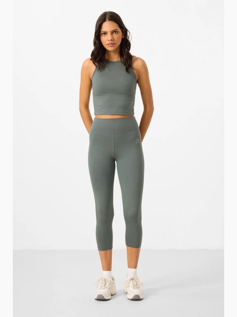Ensemble de sport femme sans manches avec legging pantacourt tommy Vert - Kiabi