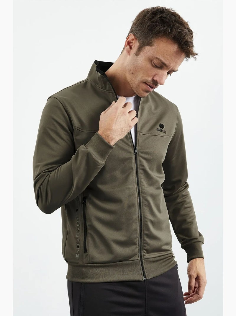 Ensemble de sport homme en maille scuba à col zippé tommy Vert kaki - Kiabi