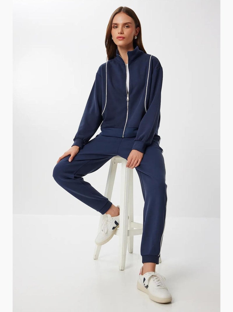 Ensemble de survêtement à manches longues et col zippé pour femme istanbul Bleu marine - Kiabi