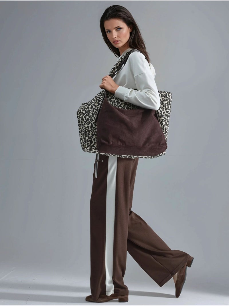 Ensemble de survêtement long rayé à capuche et jambes larges Blanc - Kiabi