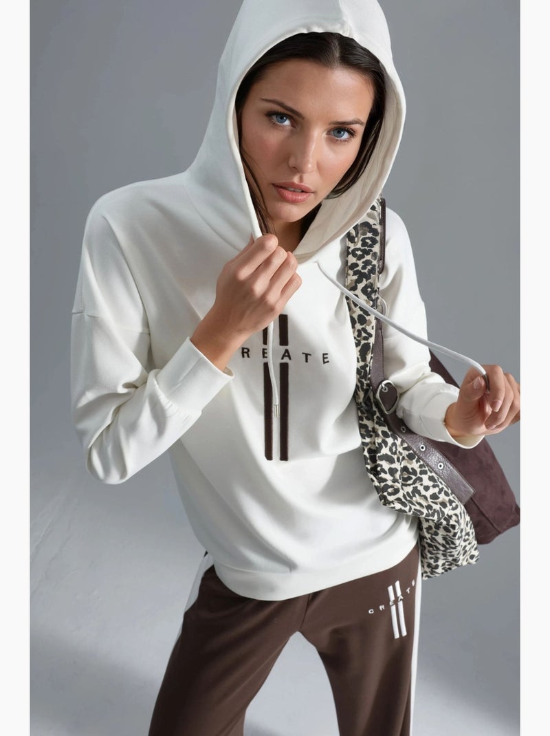Ensemble de survêtement long rayé à capuche et jambes larges hiccup Blanc - Kiabi