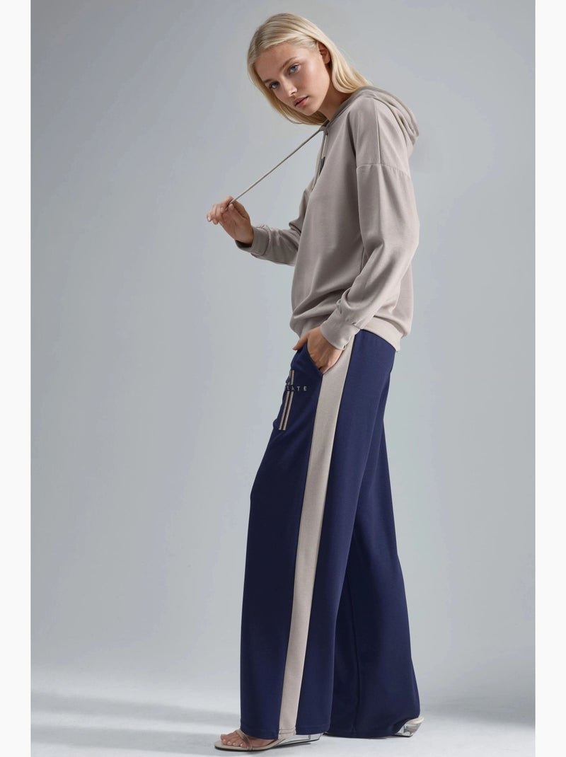 Ensemble de survêtement long rayé à capuche et jambes larges hiccup Bleu Gris - Kiabi