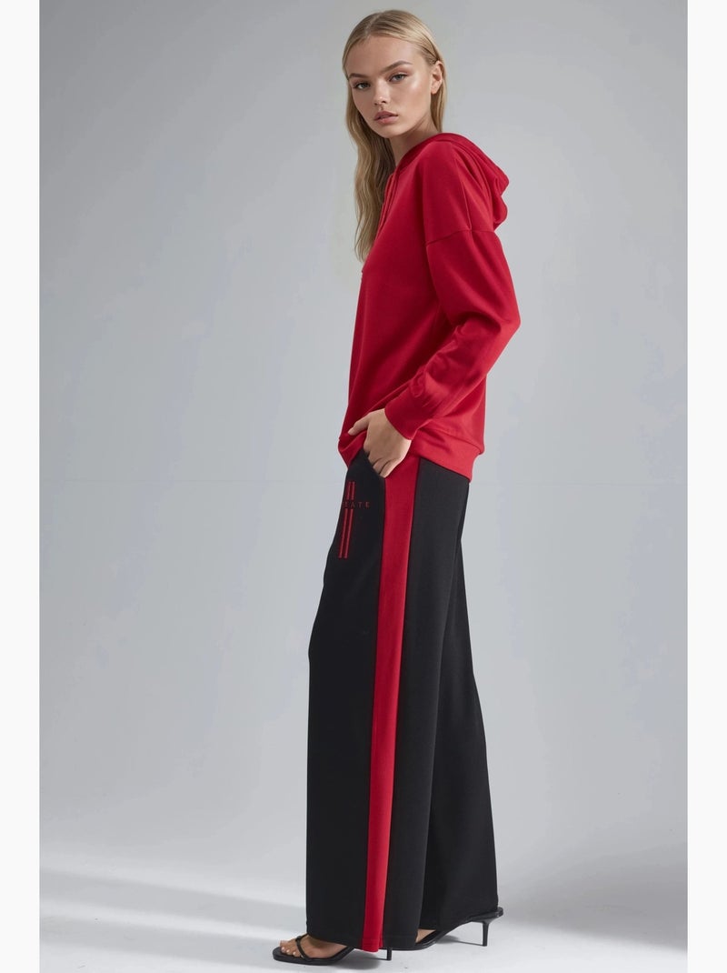 Ensemble de survêtement long rayé à capuche et jambes larges hiccup Rouge - Kiabi