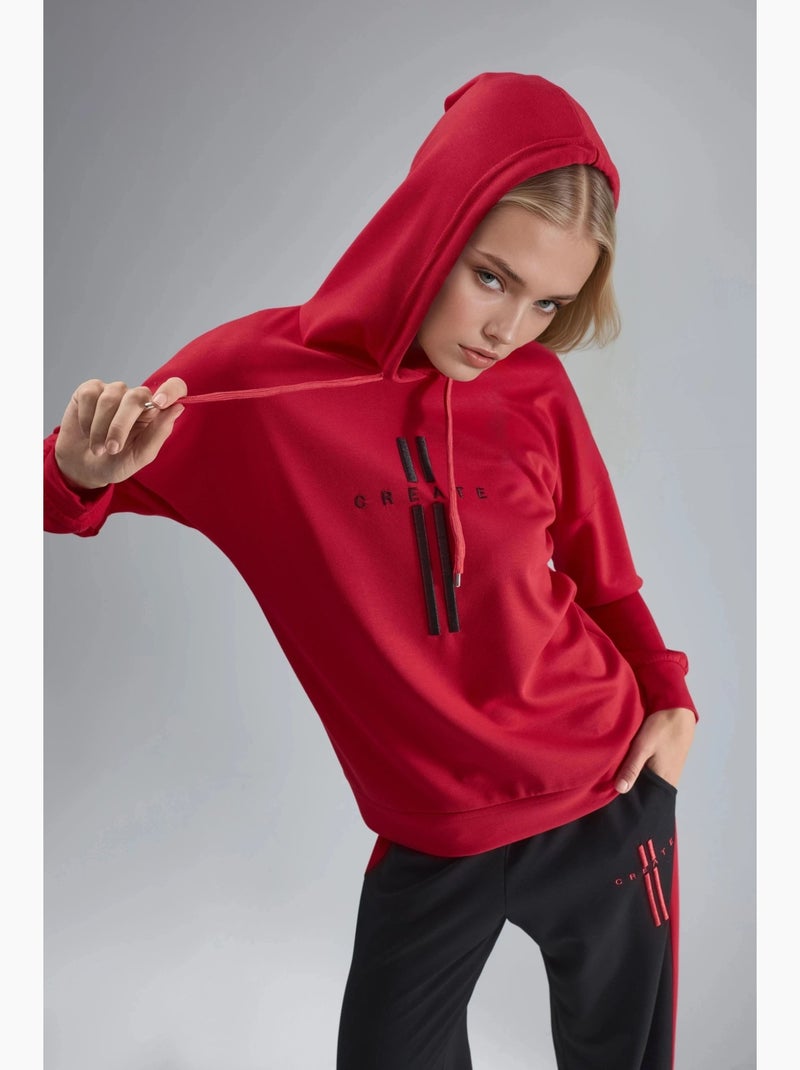 Ensemble de survêtement long rayé à capuche et jambes larges hiccup Rouge - Kiabi