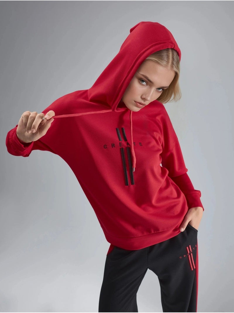 Ensemble de survêtement long rayé à capuche et jambes larges Rouge - Kiabi
