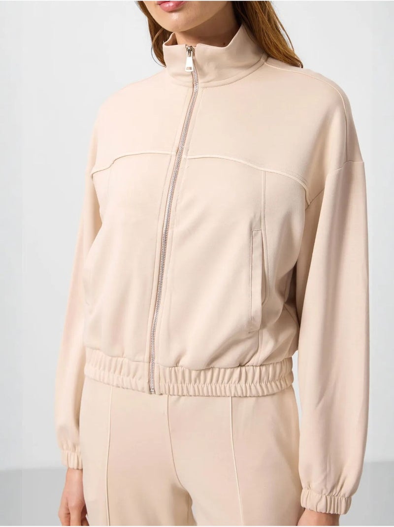 Ensemble de survêtement oversize à col zippé tommy Beige argile - Kiabi
