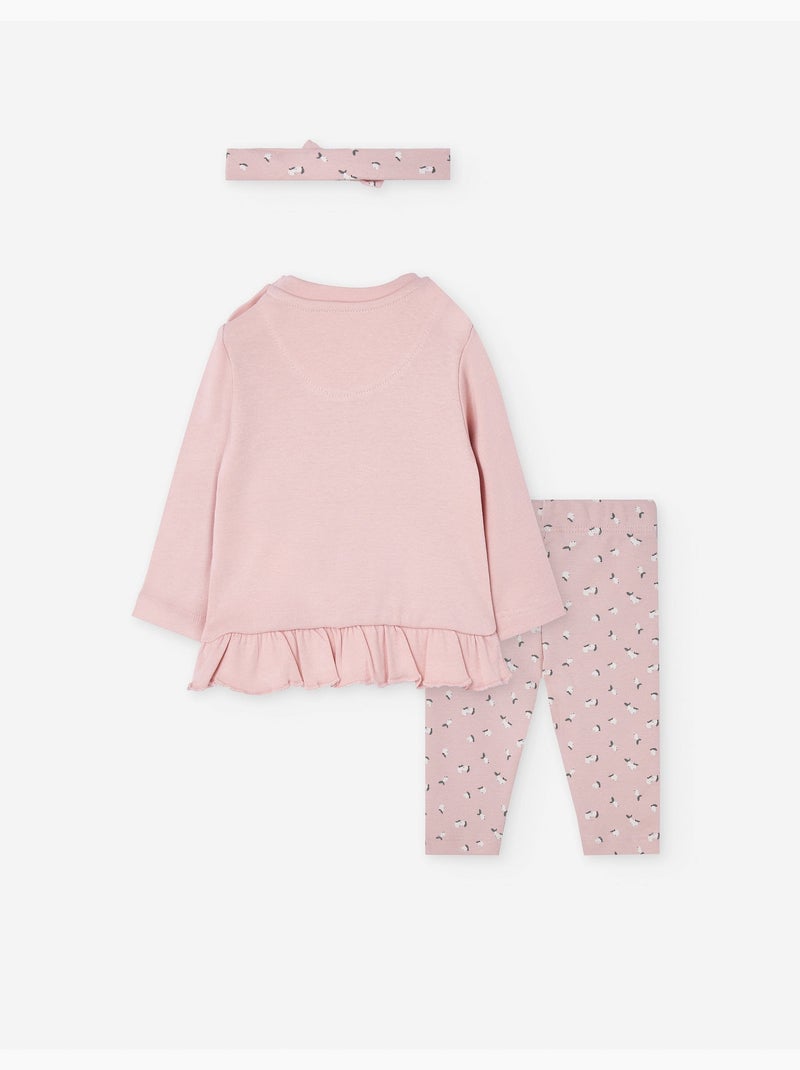 Ensemble de T-shirt à manches longues, leggings et bandeau Rose - Kiabi