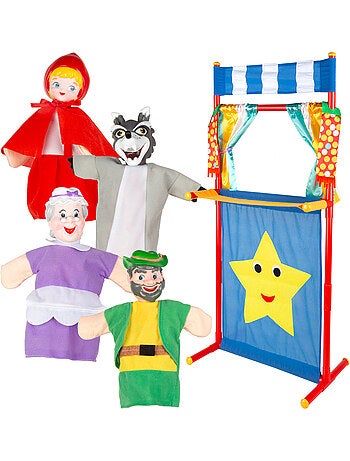 Ensemble de théâtre de marionnettes le petit chaperon rouge 25 cm cucu show
