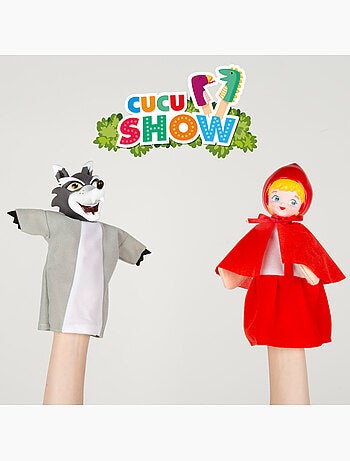 Ensemble de théâtre de marionnettes le petit chaperon rouge 25 cm cucu show