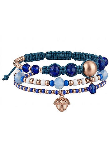 Ensemble de trois bracelets bleu et doré complementos