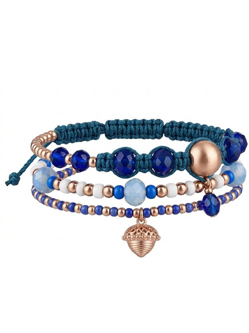 Ensemble de trois bracelets bleu et doré complementos - Kiabi Ensemble de trois bracelets bleu et doré complementos - Kiabi