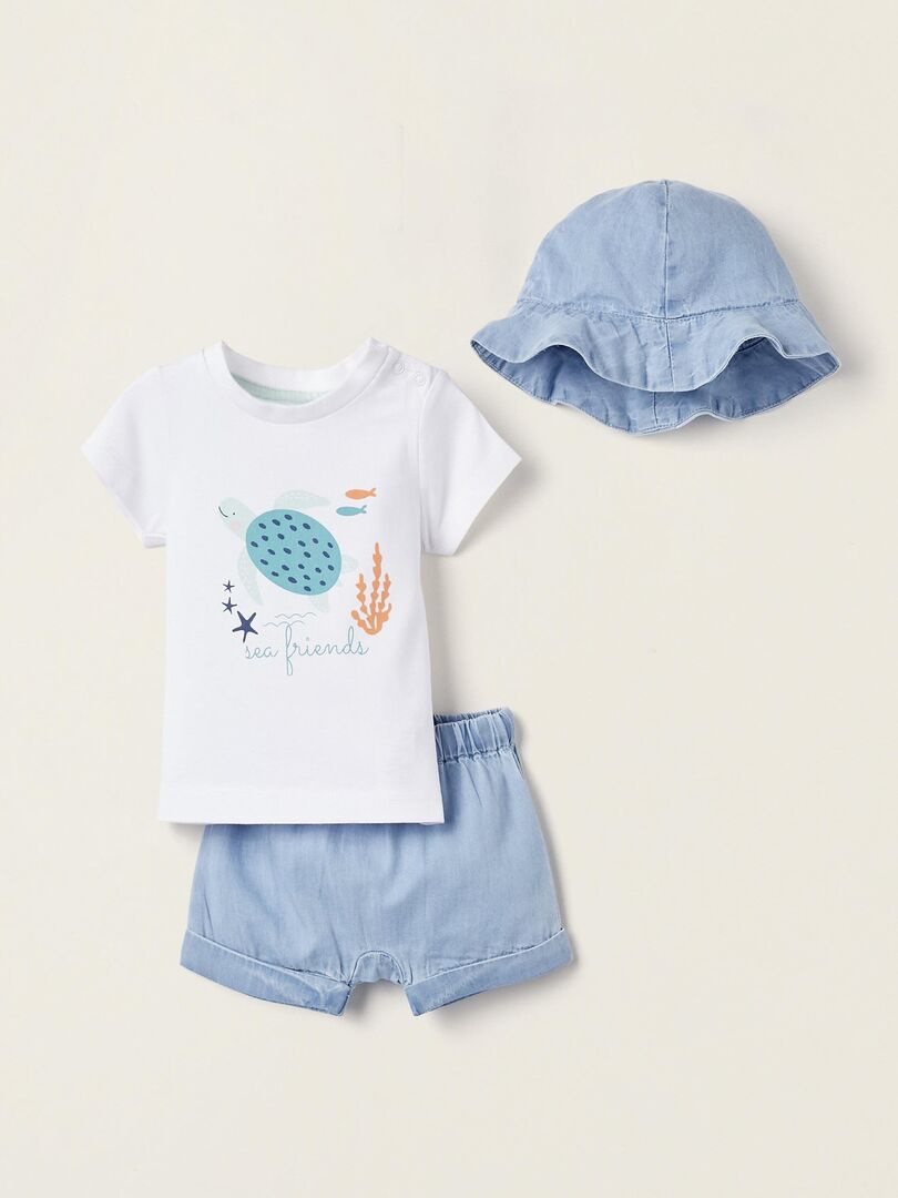 Body Bébé 100% Coton – Manches Courtes, Boutons Pression, Avec Chapeau – Message "I Love My Big Brother"