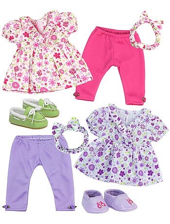 Ensemble de vêtements de poupée 8 pièces à fleurs , robe de poupée