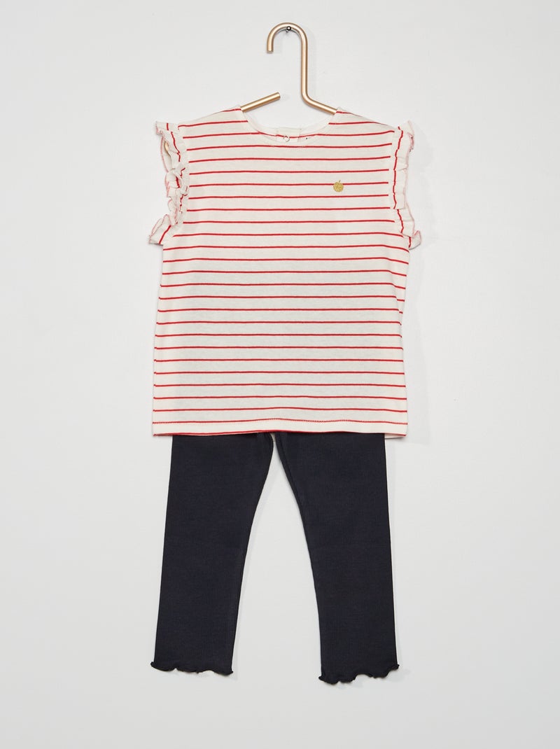 Ensemble débardeur + legging rouge/bleu - Kiabi