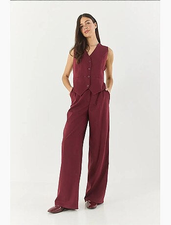 Ensemble débardeur sans manches à col en v et pantalon large lucci