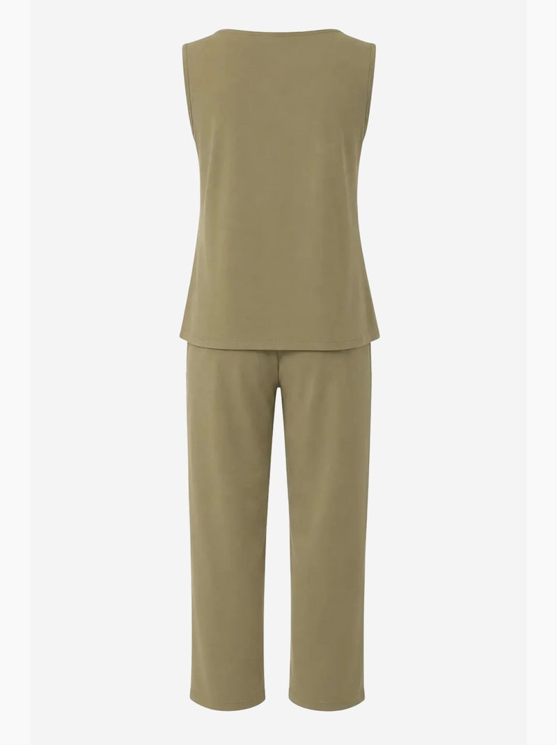 Ensemble débardeur sans manches et pantalon à jambe large mixray Vert kaki - Kiabi