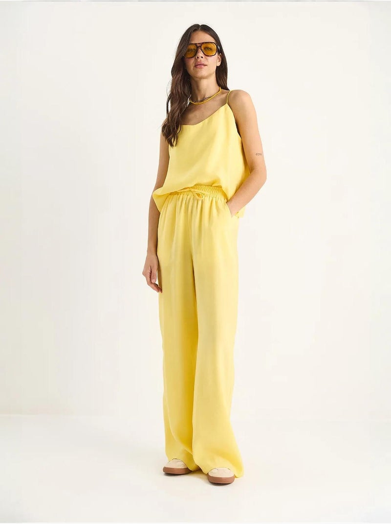 Ensemble débardeur sans manches et pantalon large lucci Jaune citron - Kiabi