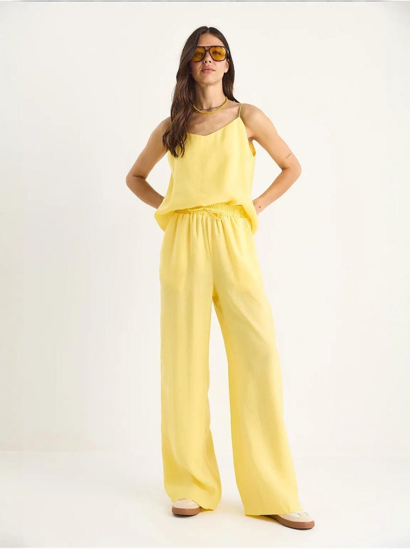Ensemble débardeur sans manches et pantalon large lucci Jaune citron - Kiabi