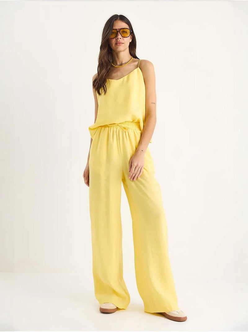 Ensemble débardeur sans manches et pantalon large lucci Jaune citron - Kiabi