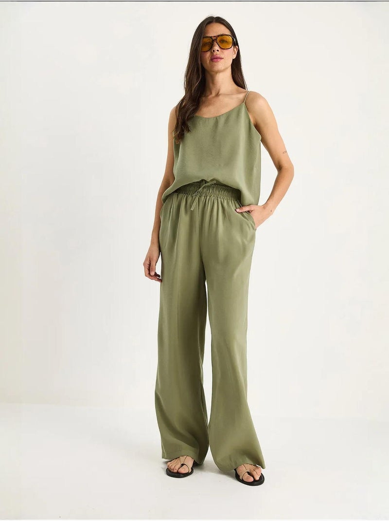 Ensemble débardeur sans manches et pantalon large lucci Kaki - Kiabi