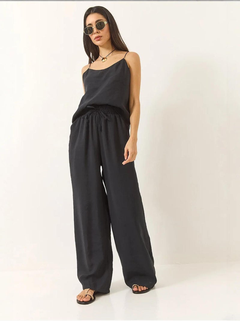 Ensemble débardeur sans manches et pantalon large lucci Noir - Kiabi