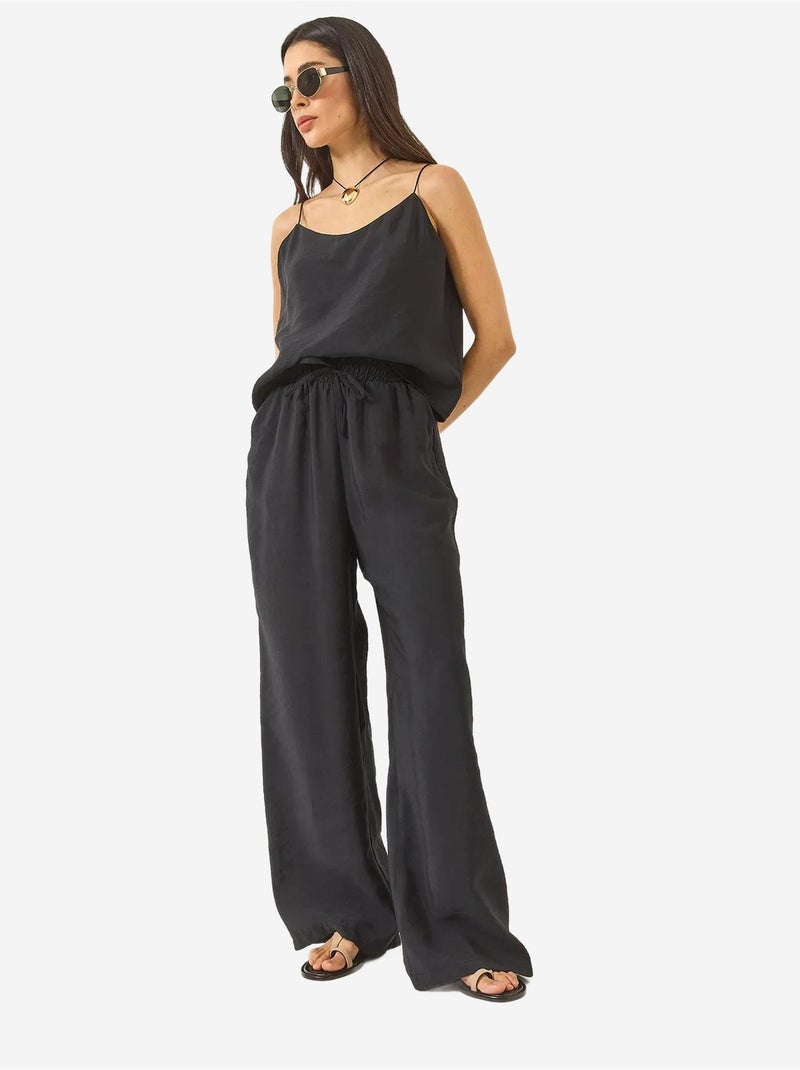 Ensemble débardeur sans manches et pantalon large lucci Noir - Kiabi