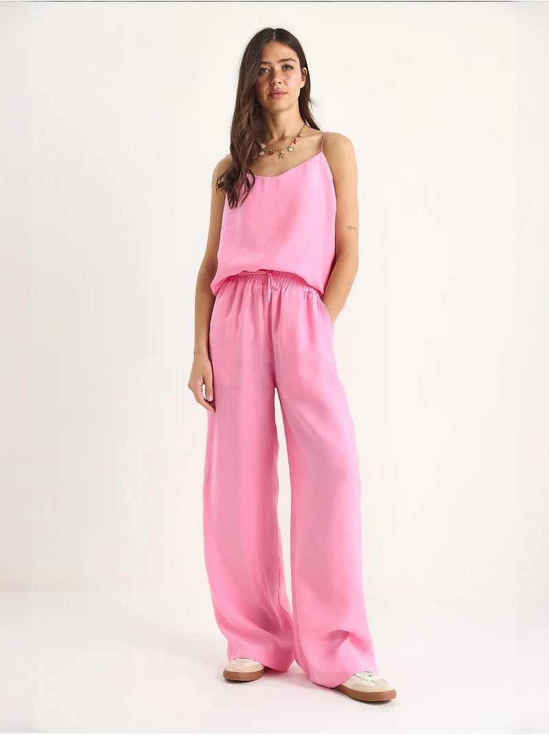 Ensemble débardeur sans manches et pantalon large lucci Rose fluo/Solinotes - Kiabi
