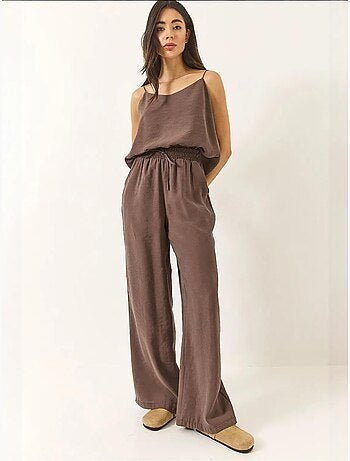 Ensemble débardeur sans manches et pantalon large lucci
