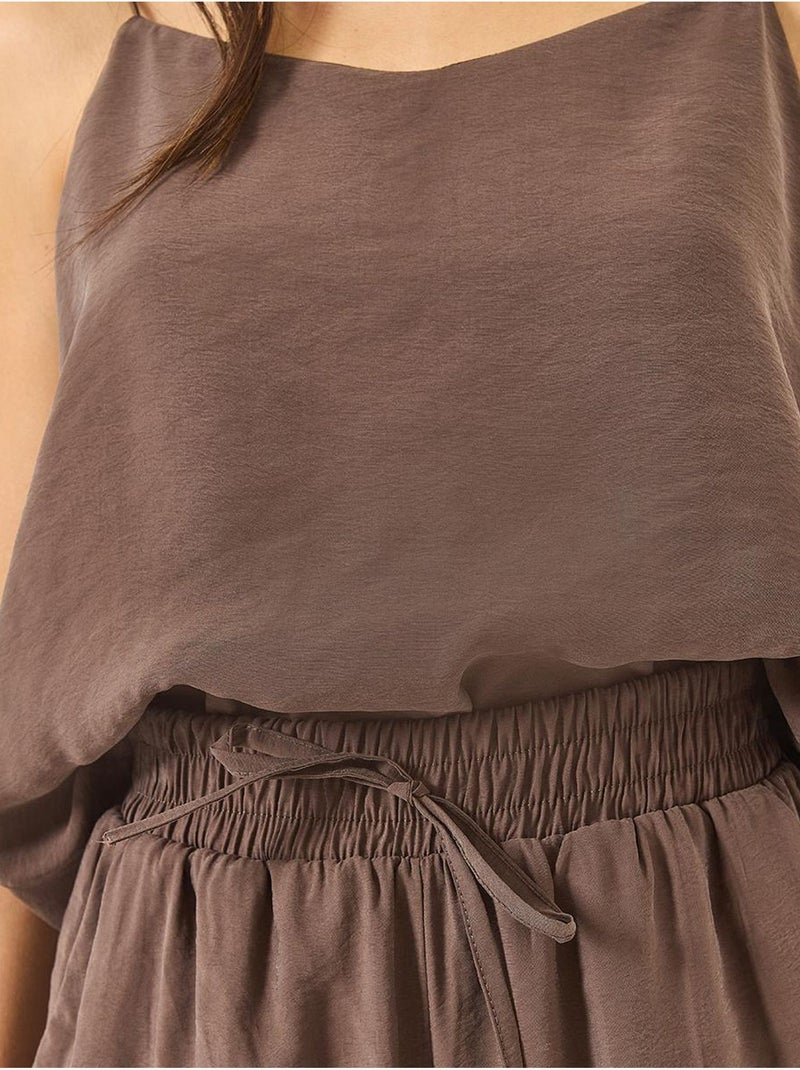 Ensemble débardeur sans manches et pantalon large lucci Taupe - Kiabi