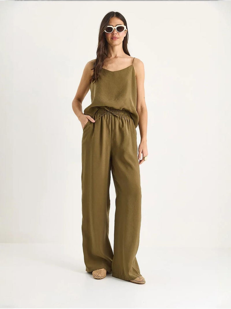 Ensemble débardeur sans manches et pantalon large lucci Vert kaki - Kiabi