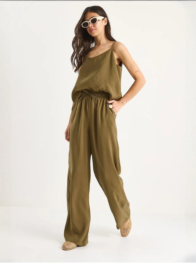 Ensemble débardeur sans manches et pantalon large lucci Vert kaki - Kiabi