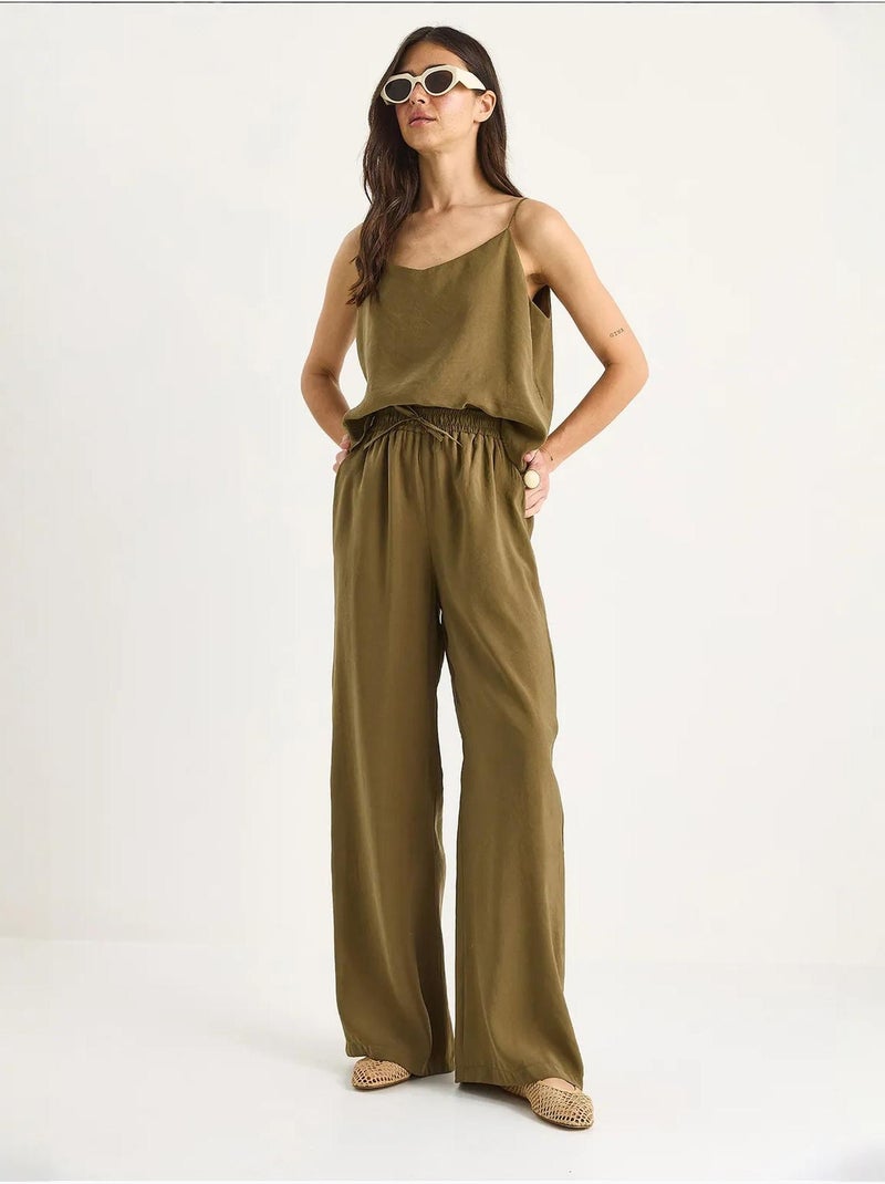 Ensemble débardeur sans manches et pantalon large lucci Vert kaki - Kiabi