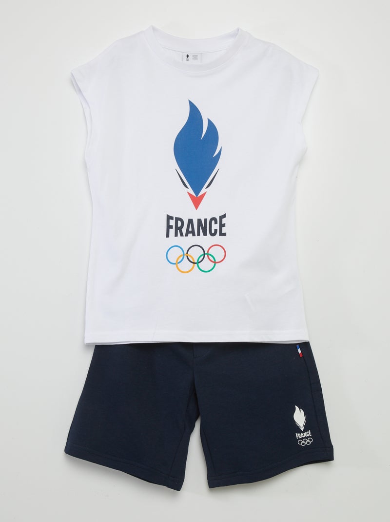 Ensemble débardeur + short - Equipe de France Olympique et Paralympique Blanc - Kiabi