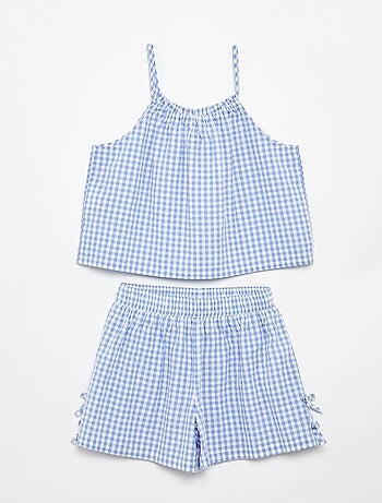 Ensemble débardeur + short à motif Vichy - 2 pièces