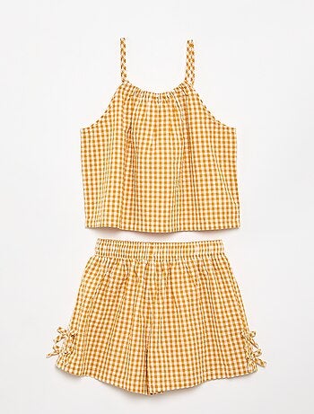 Ensemble débardeur + short à motif Vichy - 2 pièces