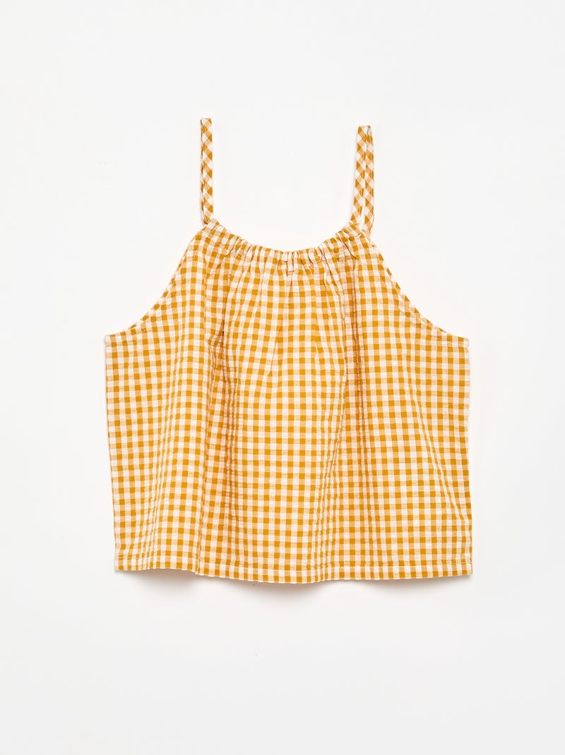 Ensemble débardeur + short à motif Vichy - 2 pièces Jaune - Kiabi