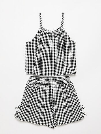 Ensemble débardeur + short à motif Vichy - 2 pièces